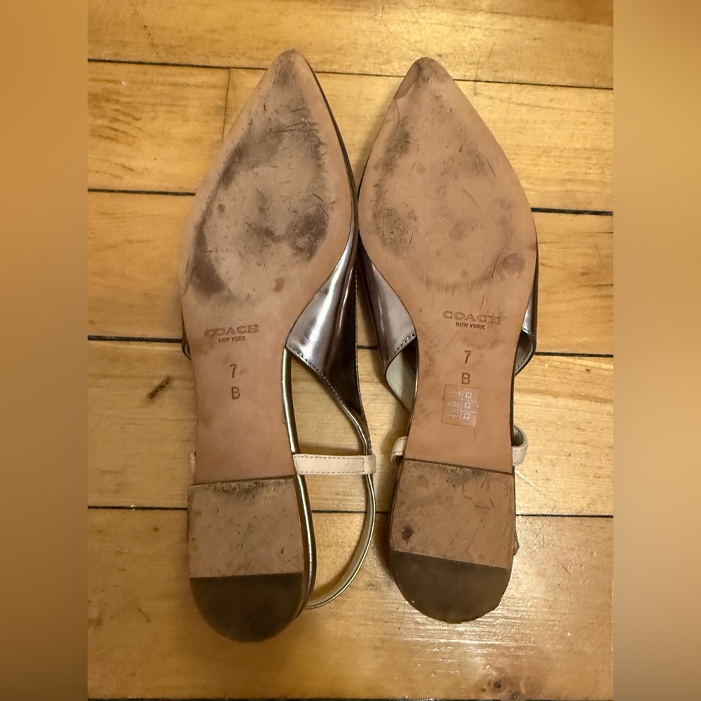 NEW Coach Wooster Mirror Metallic Slingback Flats - Picture 3 of 5